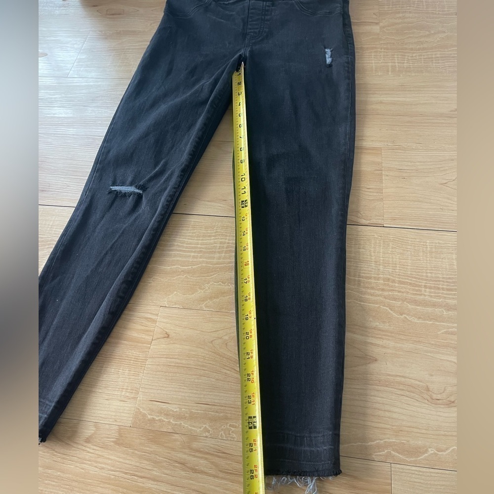 SPANX Vintage Black Distressed Ankle Skinny Pullon Leggings Elastic Waist - Picture 9 of 15